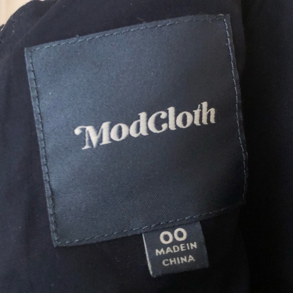 Modcloth Something Sixties Linen Cotton Navy Retro A-Line Sleeveless Dress | 00 - Picture 6 of 7